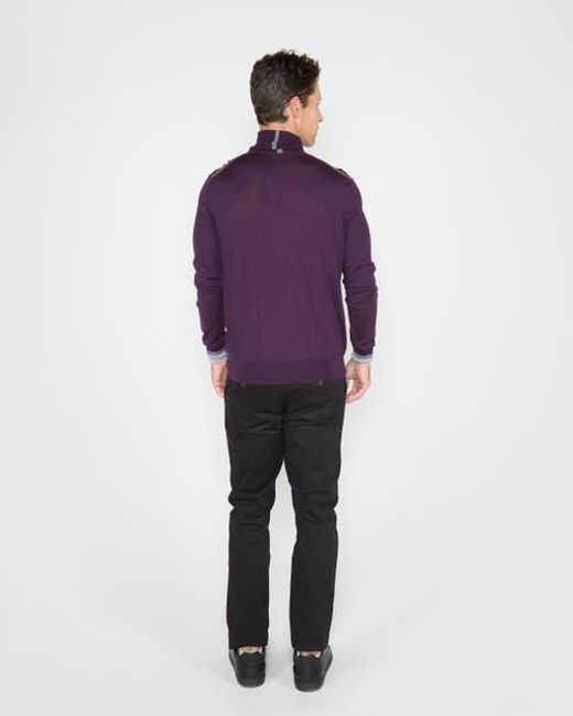 Lords of Harlech Purple Ronald Merino Wool Turtleneck Sweater for men