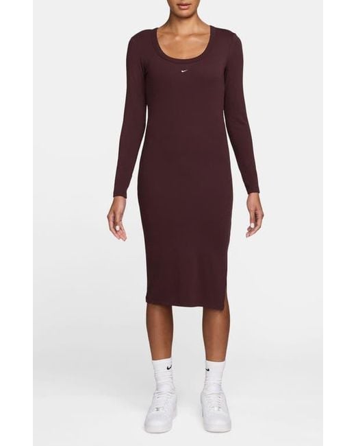 Nike Sportswear Chill Knit Long Sleeve Body-Con Dress in Purple | Lyst