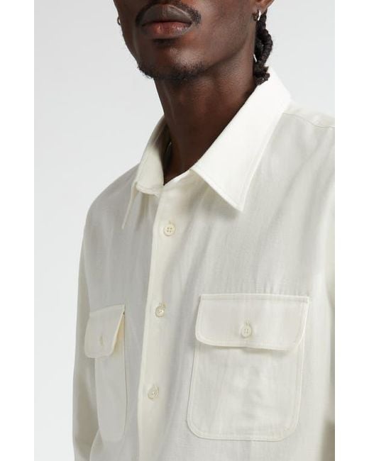 De Bonne Facture White Artist Cotton & Hemp Button-Up Shirt for men
