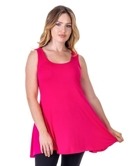 24seven Comfort Apparel Pink Scoop Neck Sleeveless Tunic Top