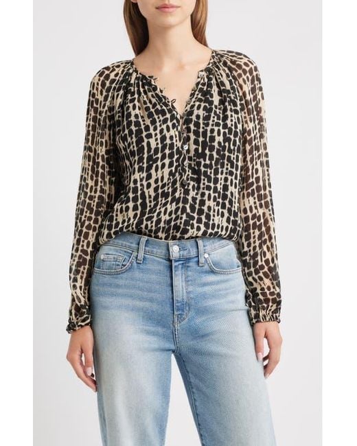 Rails Black Indi Shibori Spot Peasant Top