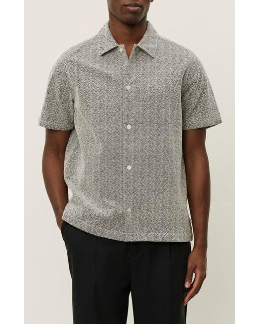 Les Deux Gray Hector Paisley Short Sleeve Cotton Button-Up Shirt for men