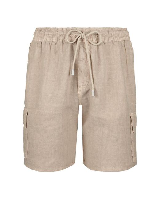 Vilebrequin Natural Linen Bermuda Cargo Pockets Shorts for men