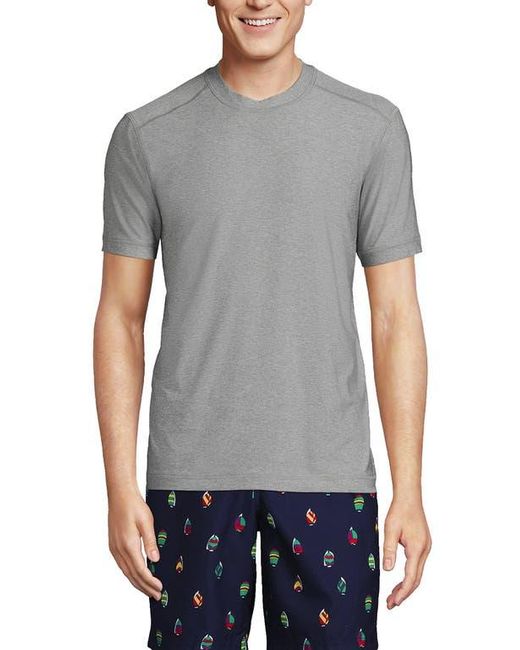 Lands' End Gray Short Sleeve Swim Tee Rash Guard for men