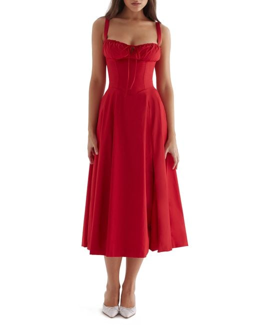 House Of Cb Carmen Floral Bustier Sundress in Red Lyst