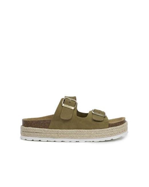 Celtic & Co. Green Double Buckle Platform Sandals