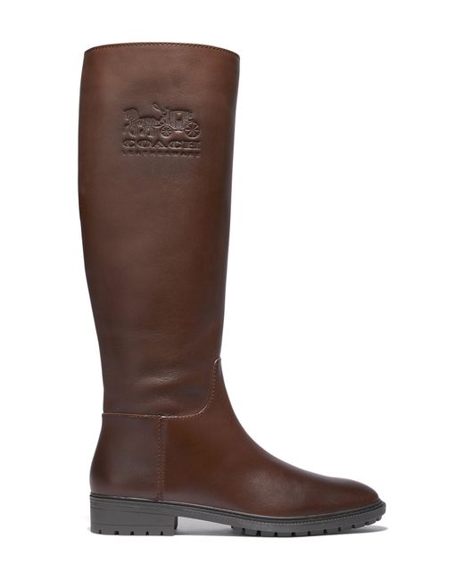 COACH Fynn Embossed Knee High Riding Boot in Walnut Leather (Brown) - Lyst