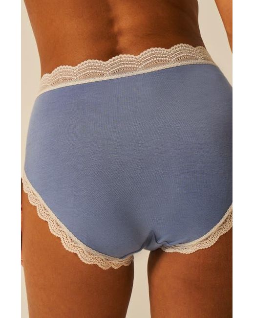 Stripe & Stare Blue The Lace Plunge & High Rise Knicker Set