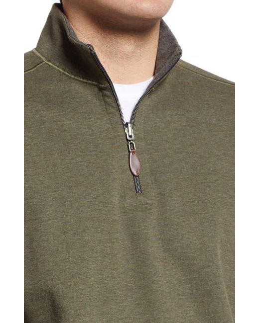 Johnston & Murphy Green Reversible Quarter Zip Pullover for men