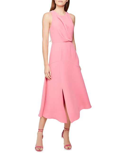 Reiss Pink Cheyenne Back - Cutout Midi Dress