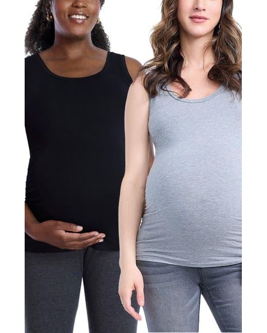 Motherhood Maternity Blue Scoop Neck Side-Ruched Maternity Tank Top