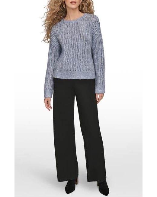Donna Karan Gray Open Stitch Crewneck Sweater