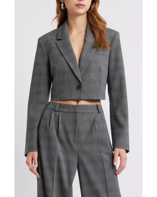 Open Edit Gray Structured Crop Blazer