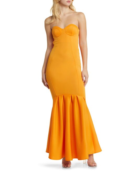 ASOS Orange Strapless Bandeau Maxi Dress
