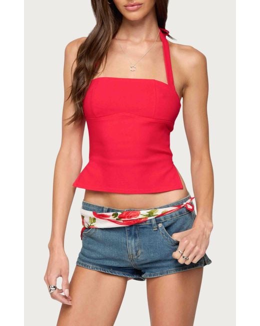 Edikted Red Dara Halter Top