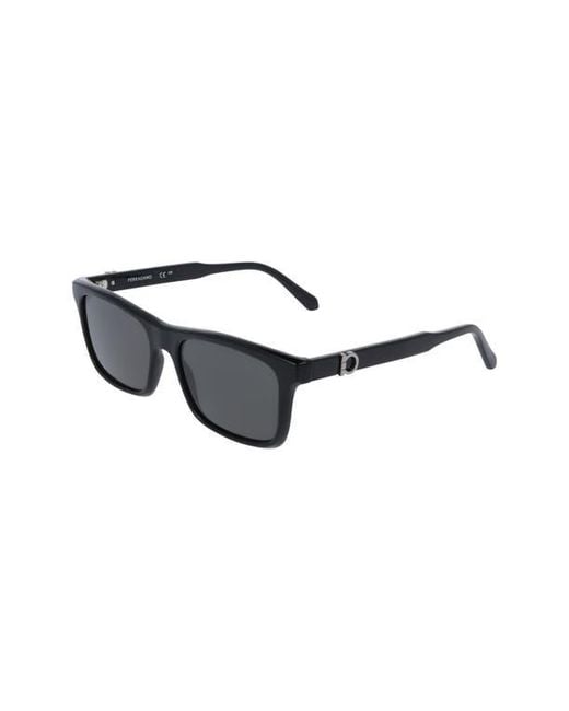 Ferragamo Black 55Mm Rectangular Sunglasses for men