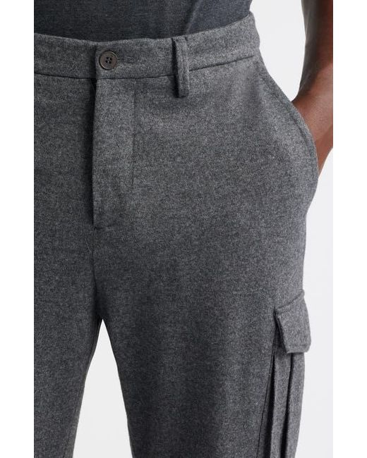 Bugatchi Gray Brushed Knit Flat Front Cargo Pants for men