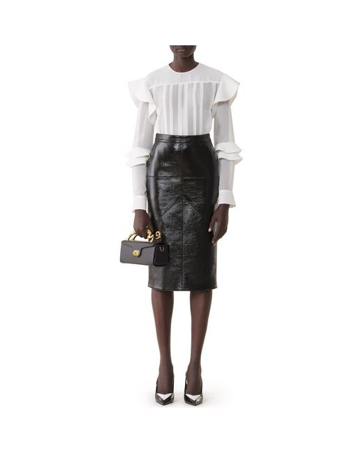 Lanvin Black Flounced Blouse