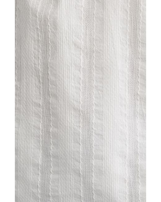 Treasure & Bond White Bubble Sleeve Cotton Dobby Top