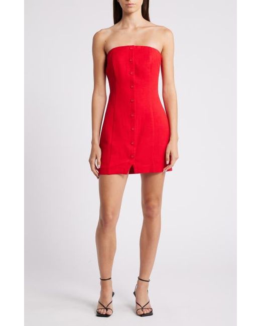 Endless Rose Red Strapless Linen Blend Minidress
