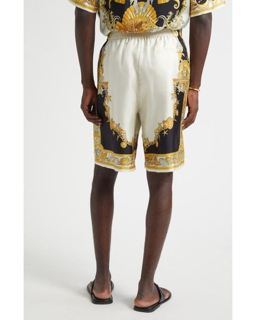 Versace Multicolor Coral Theatre Silk Shorts for men