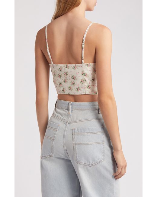 All In Favor White Floral Corset Crop Camisole In At Nordstrom, Size Small