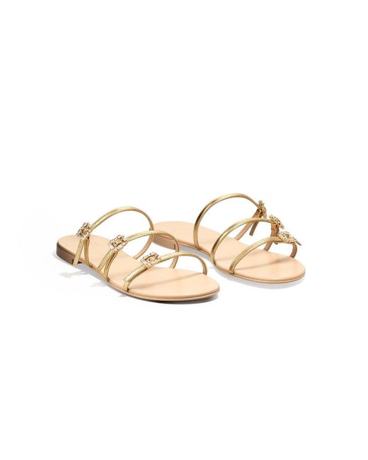 Temperley London Metallic Eclipse Leather Flat Sandals