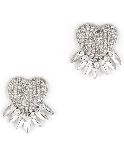 Deepa Gurnani White Danira Crystal Heart Earrings