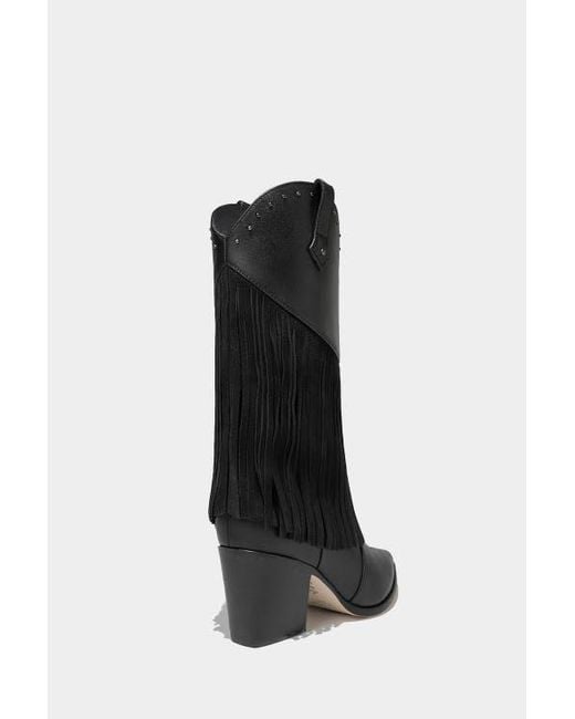 Dante Black Leather Fringe Boots Feelings