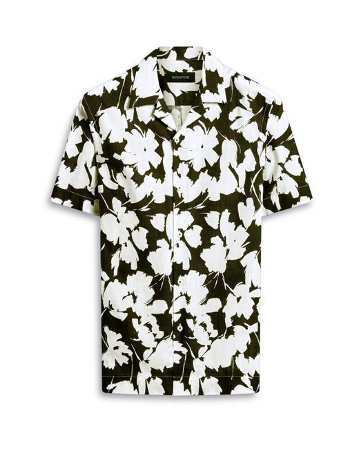 Bugatchi White Jackson Floral Camp Shirt for men