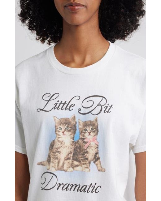Junk Food White Little Bit Dramatic Cotton Graphic T-Shirt