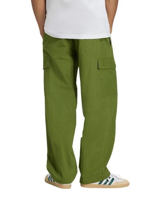 Adidas Green Trefoil Essentials Cotton Ripstop Cargo Pants for men