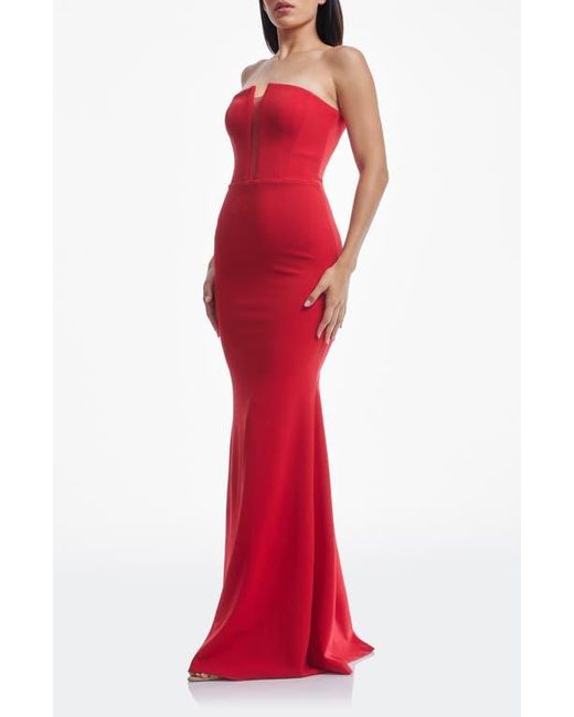 Dress the Population Red Izzy Strapless Mermaid Gown