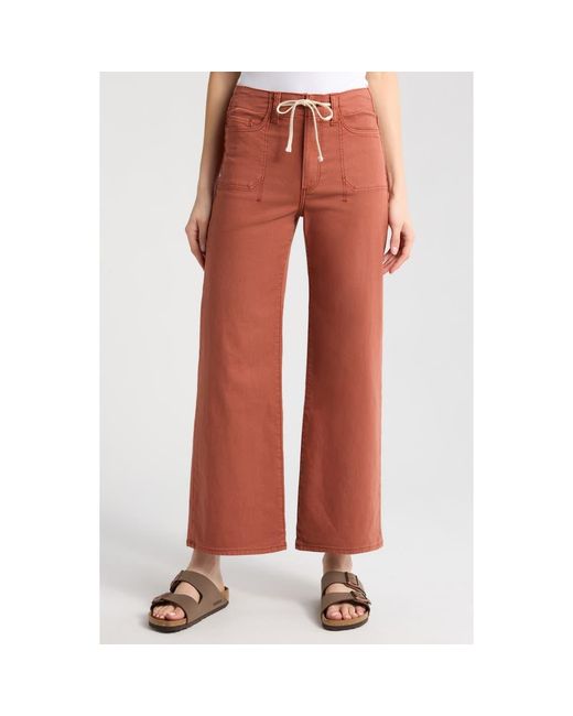 PAIGE Red Ari Drawstring Wide Leg Pants