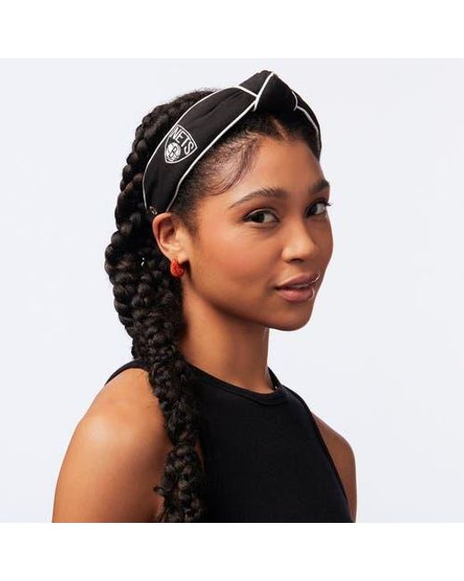Lele Sadoughi Black Nba Brooklyn Nets Embroidered Headband