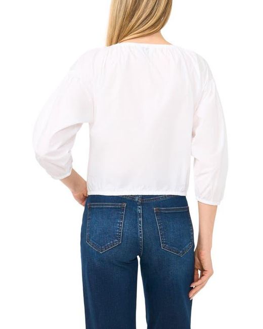 Cece Blue Drop Shoulder Split Neck Top
