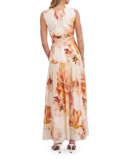Ted Baker Women's Metallic Floral Wrap Waist Cotton Blend Maxi Dress