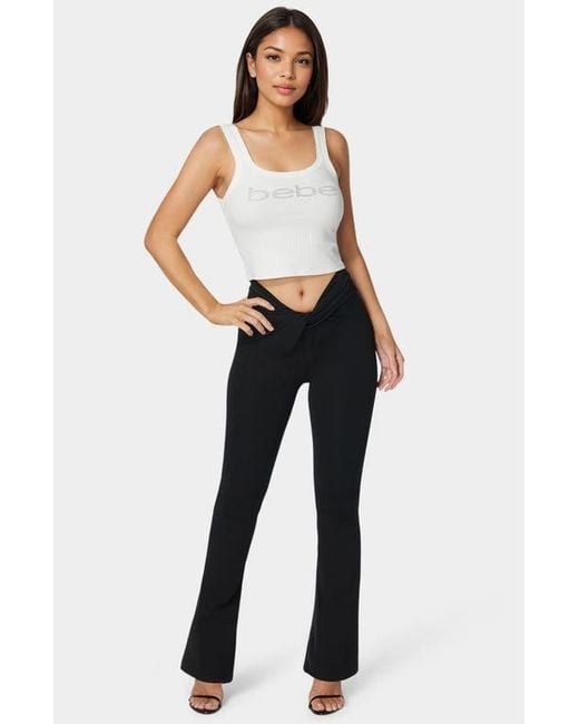 Bebe Blue Twisted Waist Flared Leg Pant