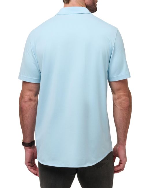 Travis Mathew Blue Sands Of Time Short Sleeve Stretch Button-up Shirt for men
