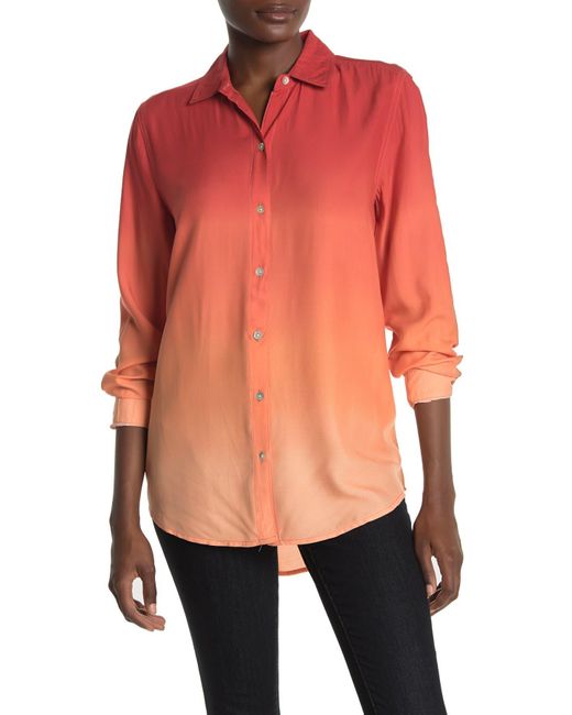Beach Lunch Lounge Orange Chalanna Dip Dye Long Sleeve Shirt