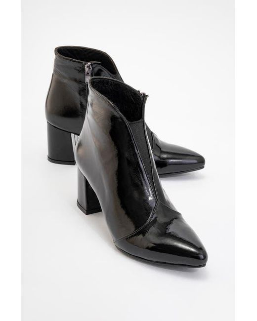 Forever & Always Shoes Black Finda Leather Block Heel Boot