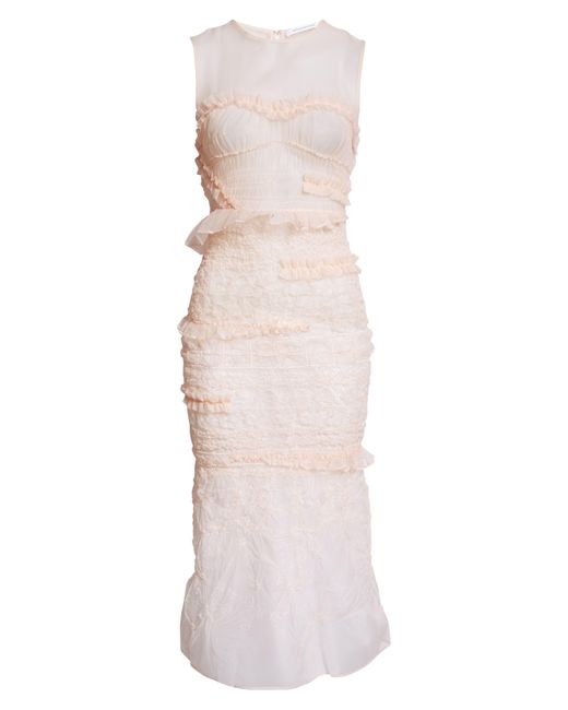 CECILIE BAHNSEN Pink Vanda Sleeveless Silk Midi Dress
