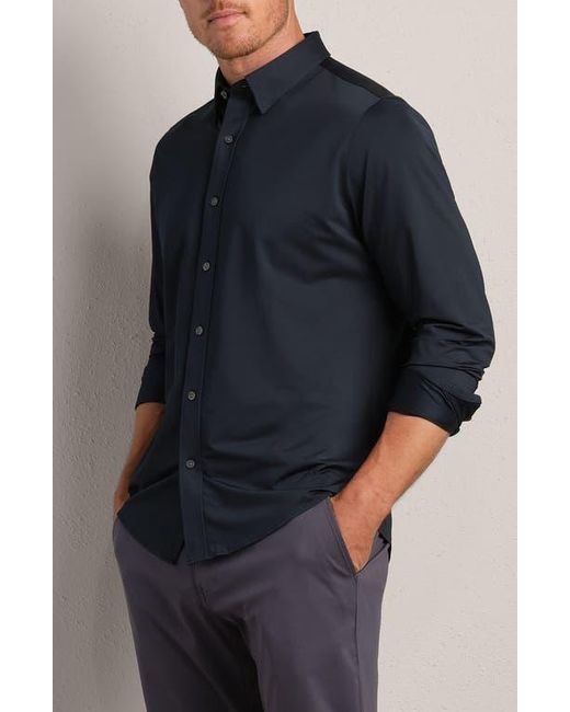 Rhone Black Commuter Classic Fit Stretch Button-Up Shirt for men