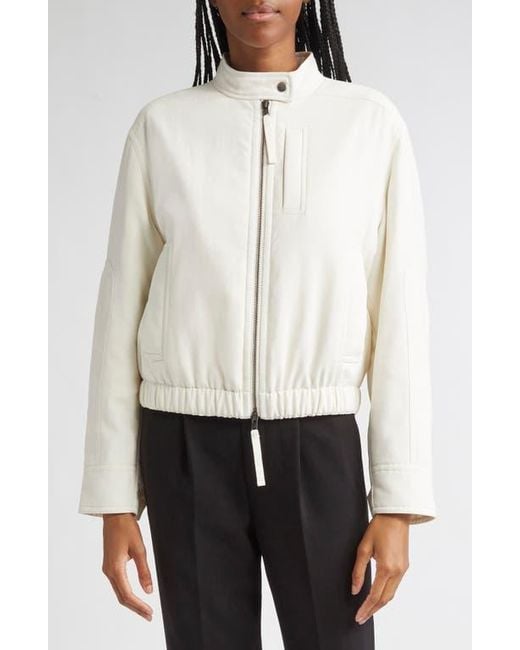 Vince White Crop Bomber Jacket