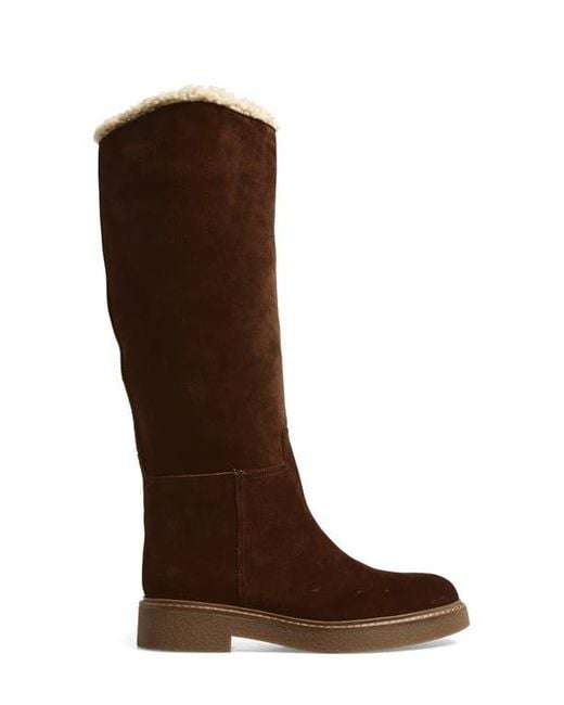 Jeffrey Campbell Brown Zabini Faux Shearling Lined Knee High Boot