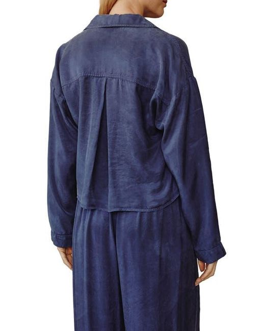 Bella Dahl Blue Inverted Pleat Crop Button-Up Shirt