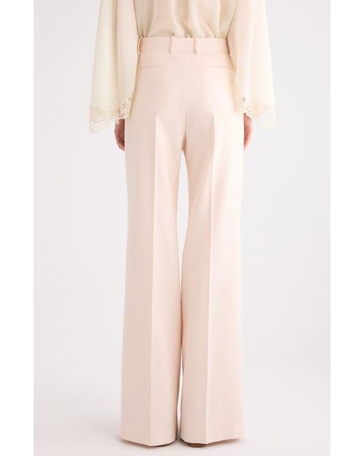 Chloé Pink Virgin Wool Wide Leg Trousers