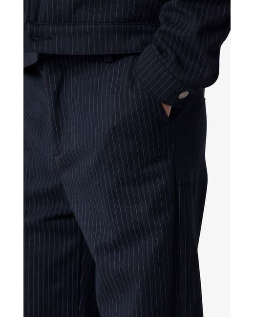 MNML Blue Pinstripe Bootcut Pants for men