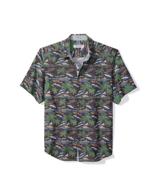 Tommy Bahama Gray Coastal Ease Isle Be There Islandzone Short Sleeve Button-Up Shirt for men