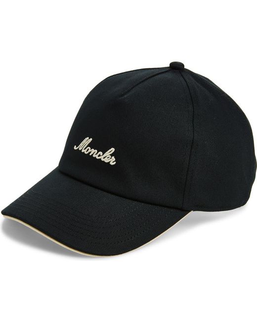 Moncler Black Logo Embroidered Adjustable Baseball Cap for men